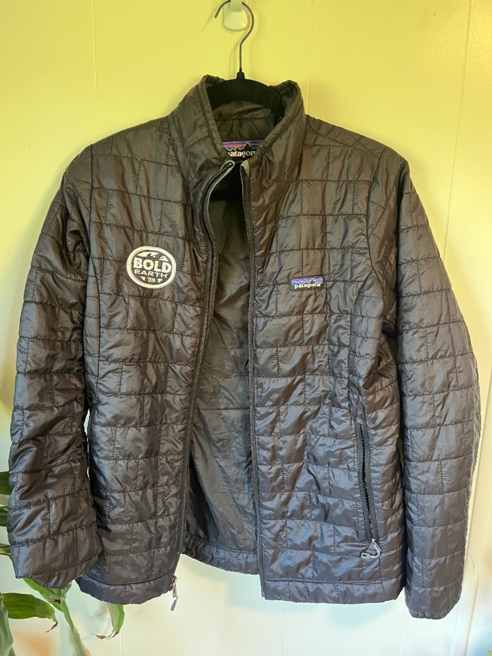 Patagonia Women’s Nano Puff Jacket Black Bold Earth Embroidered Logo, Size M